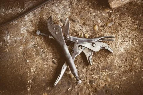 Mechanic tools on ground Stock Photos