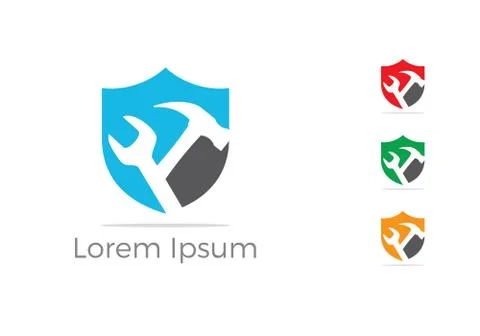 Mechanic tools in shield vector icon. Car repair service, wrench, plumber vector Stock Illustration