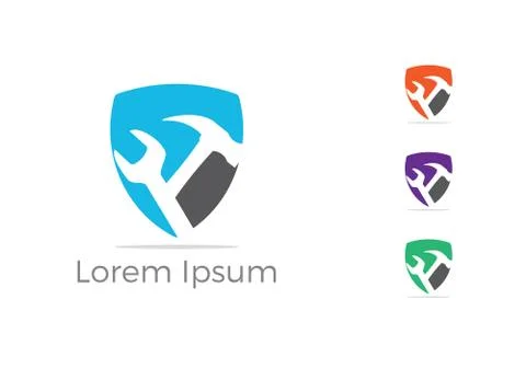 Mechanic tools in shield vector icon. Car repair service, wrench, plumber vector Stock Illustration