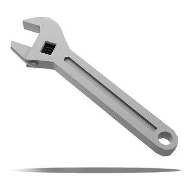 Mechanic tools, silver wrench on white background, 3D rendering Stock Illustration