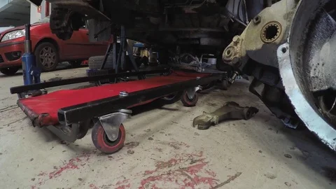 Mechanic Tools Under A Vehicle Stock Footage 79848046