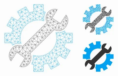 Mechanic Tools Vector Mesh Network Model and Triangle Mosaic Icon Illustrazione stock