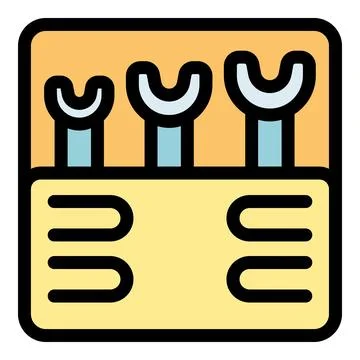 Mechanic tools wrenches organizing in toolbox keeping workshop tidy Stock Illustration