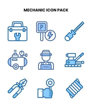 Mechanic Two Colour Icons Pack Stock Illustration