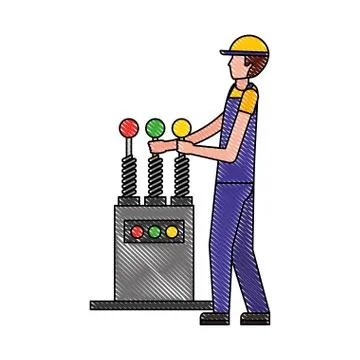 Mechanic worker with assembly car machine Stock Illustration