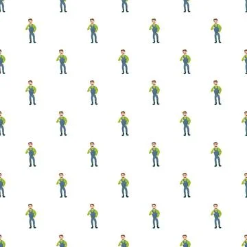 Mechanic worker characters creating a seamless pattern background Stock Illustration