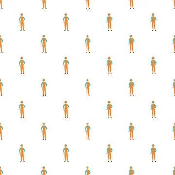 Mechanic worker flat character repeating pattern background Stock Illustration