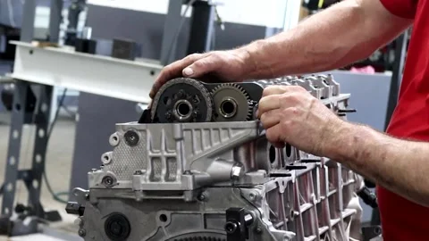 Mechanic working on car engine Stock Footage 197417177