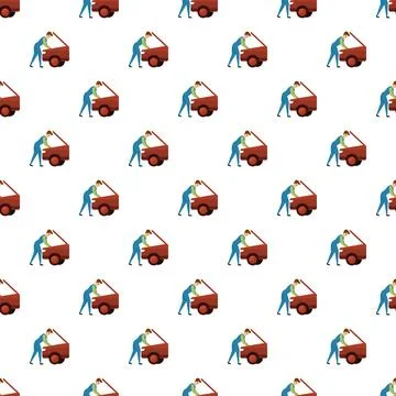 Mechanic working on car engine seamless pattern イラスト素材