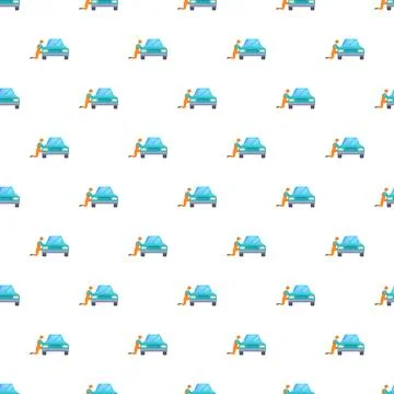 Mechanic working on car seamless pattern background Stock Illustration