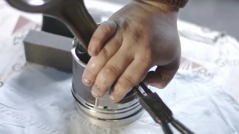 Mechanic working with diesel engine. Engine repair close up. In hands tool Stock Footage 74914440