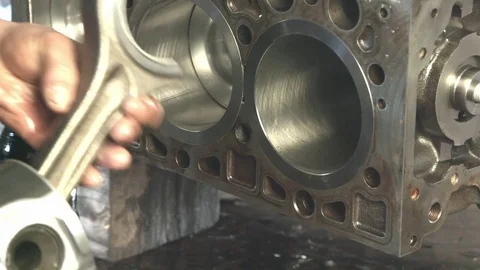 Mechanic working with diesel engine. Engine repair close up. In hands tool Stock Footage 74917638