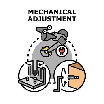 Mechanical adjustment process fixing mechanism with tools Stock Illustration