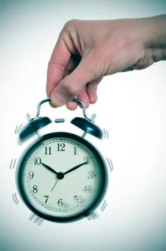 Mechanical alarm clock ringing Stock Photos