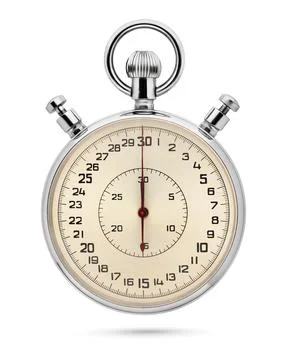 Mechanical analog stopwatch isolated on white background. Stock Illustration