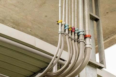 Mechanical and electrical pipe work system Stock Photos