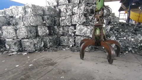 Mechanical arm claw of crane for metal recycling Stock Footage 170720646