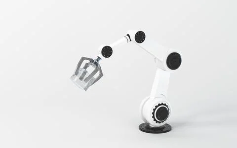 Mechanical arm with white background, 3d rendering. Illustrazione stock