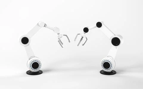 Mechanical arm with white background, 3d rendering. 스톡 일러스트