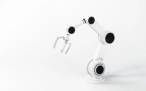 Mechanical arm with white background, 3d rendering. Illustrazione stock