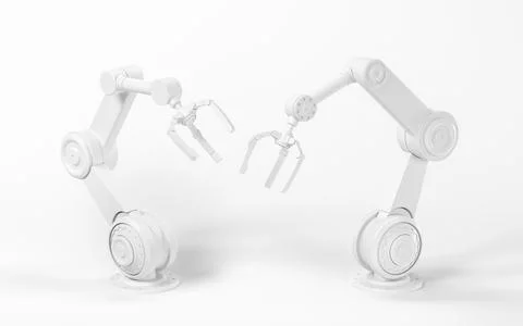 Mechanical arm with white background, 3d rendering. Stock Illustration