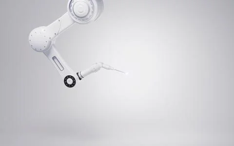 Mechanical arm with white background, 3d rendering. 스톡 일러스트