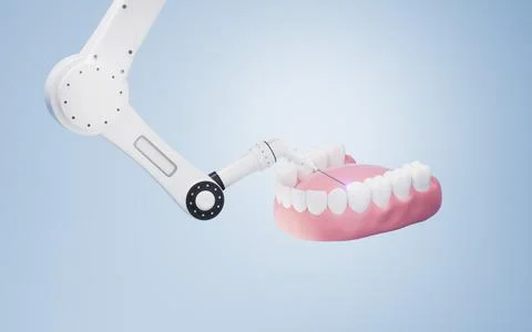 Mechanical arm with white background, 3d rendering. Stock Illustration