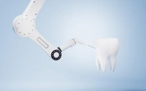 Mechanical arm with white background, 3d rendering. Stock Illustration