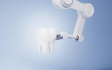 Mechanical arm with white background, 3d rendering. Illustrazione stock