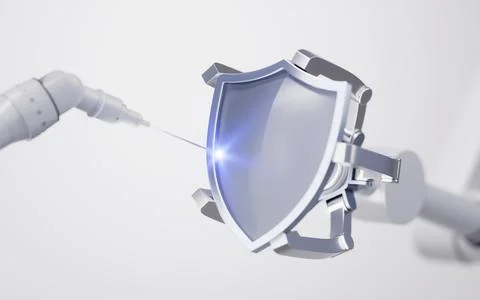 Mechanical arm with white background, 3d rendering. Illustrazione stock
