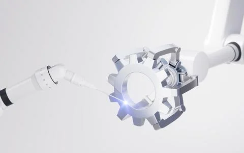 Mechanical arm with white background, 3d rendering. 스톡 일러스트