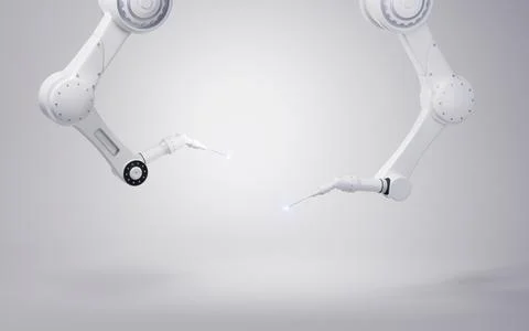 Mechanical arm with white background, 3d rendering. Stock Illustration