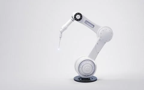 Mechanical arm with white background, 3d rendering. Illustrazione stock