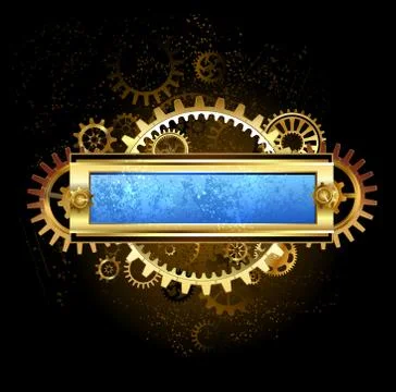 Mechanical blue banner Stock Illustration