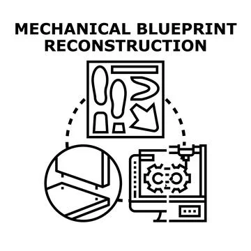 Mechanical blueprint reconstruction process vector concept イラスト素材