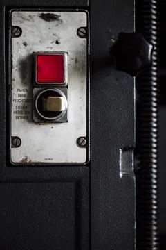 Mechanical Button from a Big Factory Machine Stock Photos