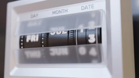 Mechanical Calendar Date Change Animation Close Up 3D Stock Footage 346415663
