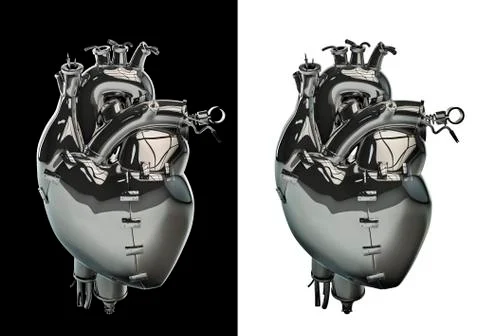 Mechanical chrome heart Illustrazione stock