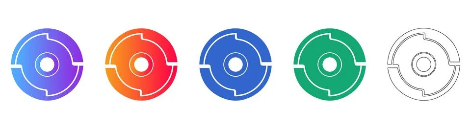 Mechanical Circular Gear Vector Icon Set Stock Illustration