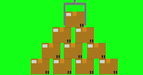 Mechanical claw stacking pile of cardboard boxes on the factory. Stock Footage 243217324
