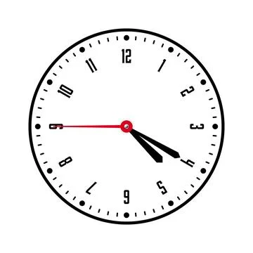 Mechanical clock face with arabic numerals, bezel. Watch dial with minute, hour Stock Illustration