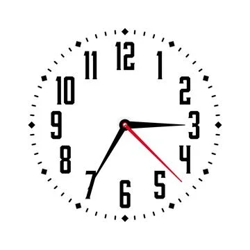 Mechanical clock face with arabic numerals, bezel. Watch dial with minute, hour Stock Illustration