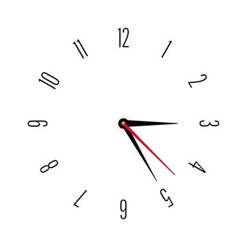 Mechanical clock face with arabic numerals, bezel. Watch dial with minute, hour Stock Illustration