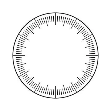 Mechanical clock face, bezel. Watch dial with minute and hour marks. Timer or Illustrazione stock