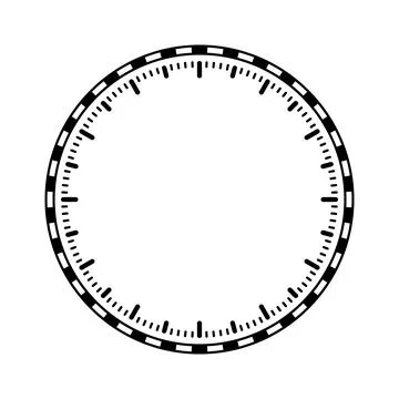Mechanical clock face, bezel. Watch dial with minute and hour marks. Timer or Stock Illustration