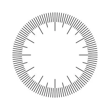 Mechanical clock face, bezel. Watch dial with minute and hour marks. Timer or Stock Illustration