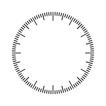 Mechanical clock face, bezel. Watch dial with minute and hour marks. Timer or Stock Illustration