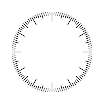 Mechanical clock face, bezel. Watch dial with minute and hour marks. Timer or Stock Illustration