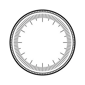 Mechanical clock face, bezel. Watch dial with minute and hour marks. Timer or Stock Illustration