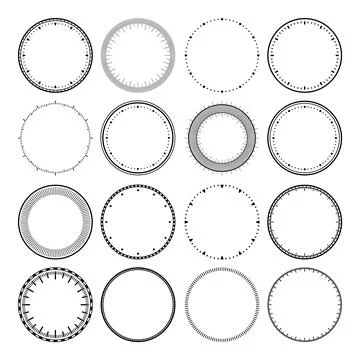 Mechanical clock faces, bezel. Watch dial with minute and hour marks. Timer or Stock Illustration